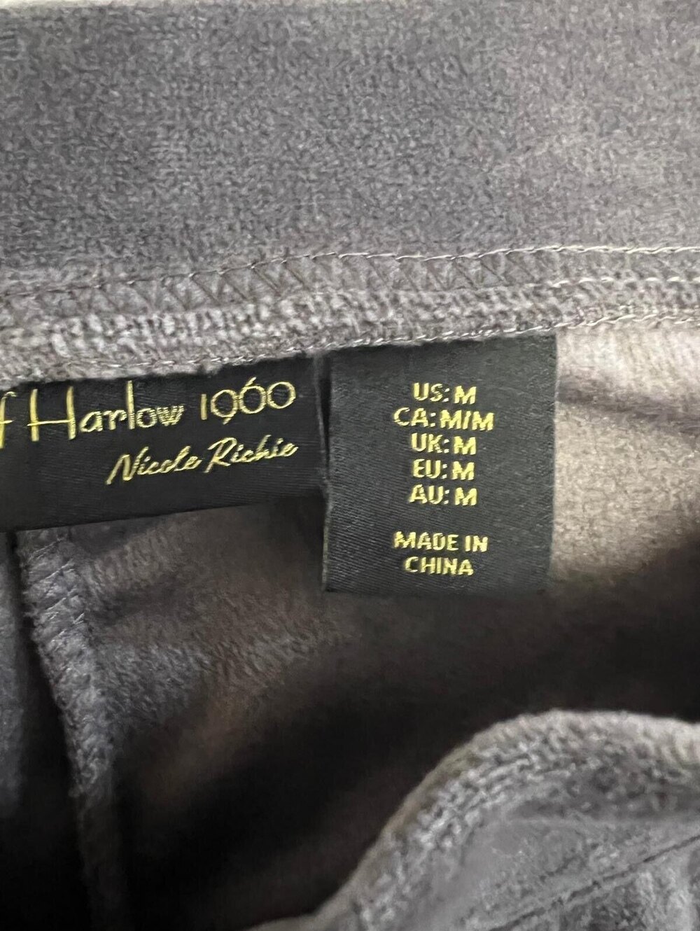Nicole Richie for Harlow 1960 Gray Velour Jogger Pants Medium Comfortable Casual - Picture 2 of 10